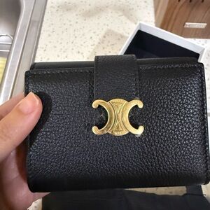 Celine Fine Strap Wallet in Grained Calfskin
